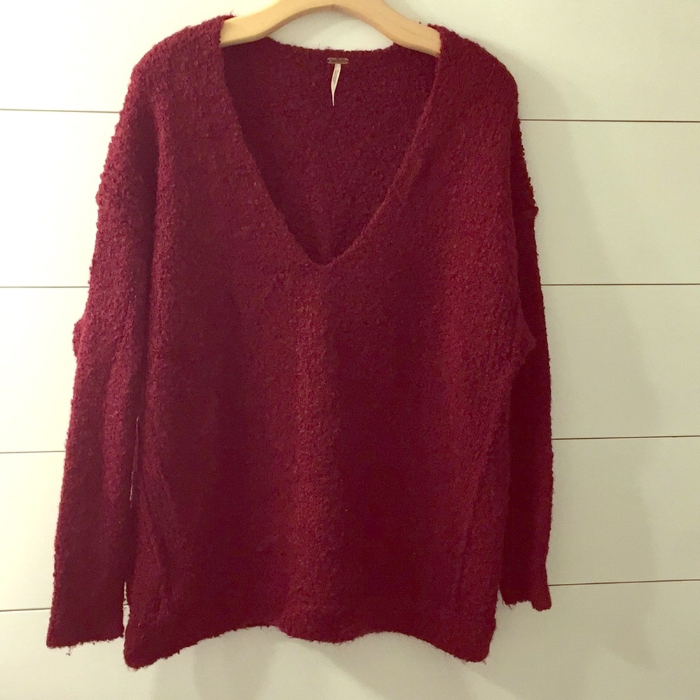 Free People boucle v-neck sweater